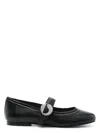 Coperni Black Ballerinas With Metallic Logo And Strap In Black