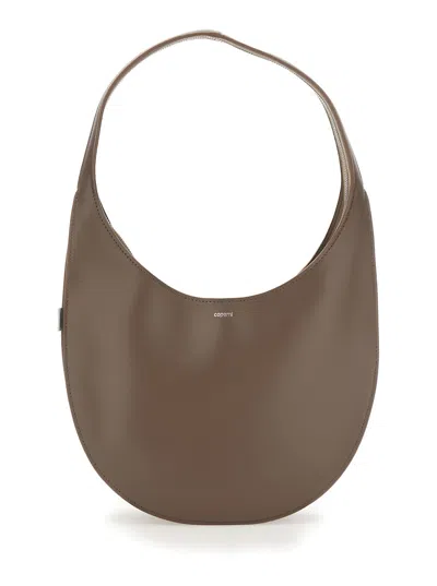COPERNI COPERNI WOMEN 'SWIPE MEDIUM' BROWN SHOULDER BAG WITH LOGO ON FRONT IN LEATHER WOMAN