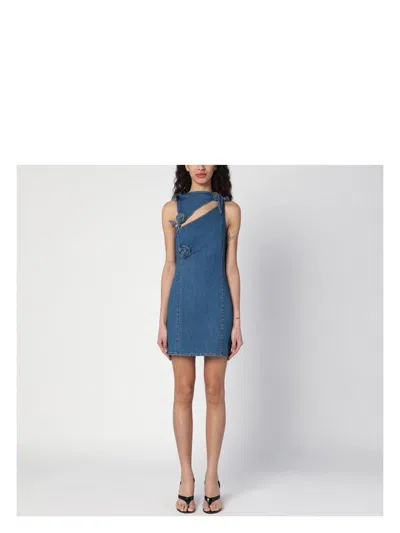 COPERNI WOMEN'S MINI DENIM DRESS WITH FLORAL PATTERN