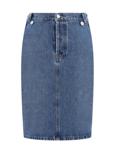 Coperni Denim Skirt With Logoed Buttons In Blue
