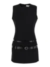 Coperni Black Sleeveless Mini Dress With Two Adjustable Belts On The Front In Tech Fabric Woman In Black