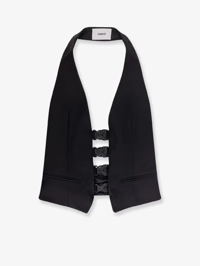 Coperni Women Multi Bukle Waistcoat Satin Vest In Black