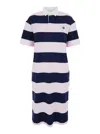 Coperni Women Multicolor Dress With All-over Stripe Pattern And Embroidered Logo On The Front In Cot In Blue