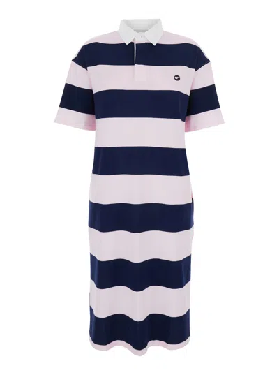 COPERNI COPERNI WOMEN MULTICOLOR DRESS WITH ALL-OVER STRIPE PATTERN AND EMBROIDERED LOGO ON THE FRONT IN COT