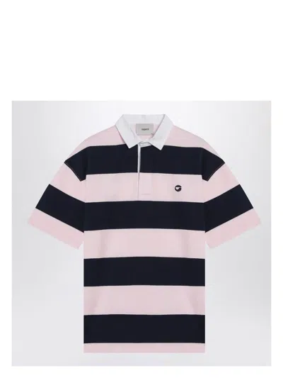 Coperni Women's Pink/blue Striped Polo T-shirt | Size Small | Copjs117f5026co In Multi