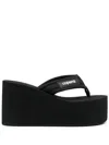 Coperni Wedge Heel Platform Sandals With Thong Strap In Black