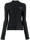 Coperni Black Tight High Neck Long Sleeve T-shirt In Black