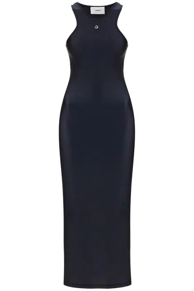 Coperni Nylon Tank Dress With Frontal Detail In Blue