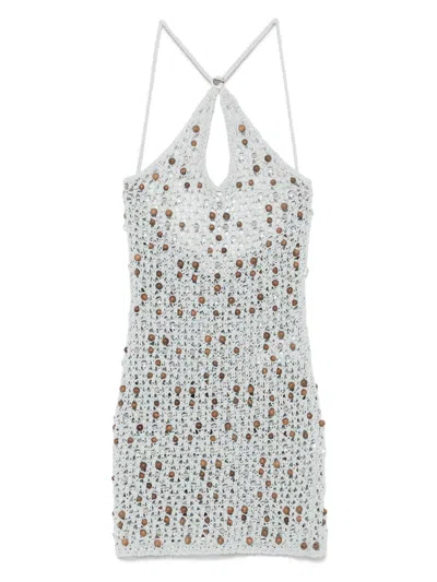 Coperni Women Short Dress With Decoration In Gray