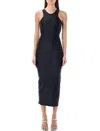 Coperni Embellished Satin-jersey Midi Dress In Black