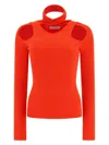 Coperni Red Top With Unique Cut-out Design And Ribbed Texture In Red