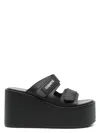 Coperni Black Wedges With Logo Patch On The Front And Touch-strap Closure In Leather Woman In Black