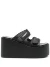 Coperni Black Wedges With Logo Patch On The Front And Touch-strap Closure In Leather Woman In Multicolor