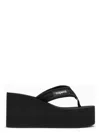 Coperni Wedge Heel Platform Sandals With Thong Strap In Black