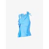 Coperni Asymmetric Stretch Jersey Top In Blue Sapphire