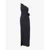 Coperni Womens Black Asymmetric Flower Stretch-jersey Gown Xs In Blue