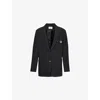 Coperni Womens Buckle Patch-pockets Relaxed-fit Woven Blazer Black In Black