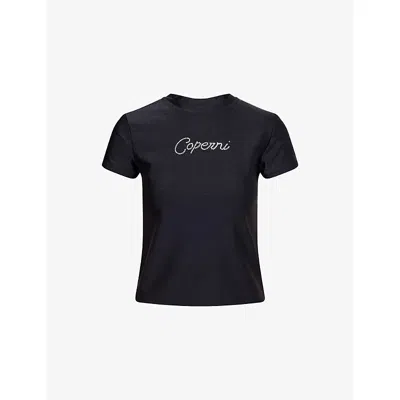 Coperni Womens Crystal Logo Short-sleeve Jersey T-shirt Black Xs