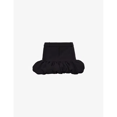 Coperni Womens  Gathered Puff-hem Woven Mini Skirt In Black
