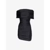 Coperni Pleated Mini Dress With Ruched Bodice In Black