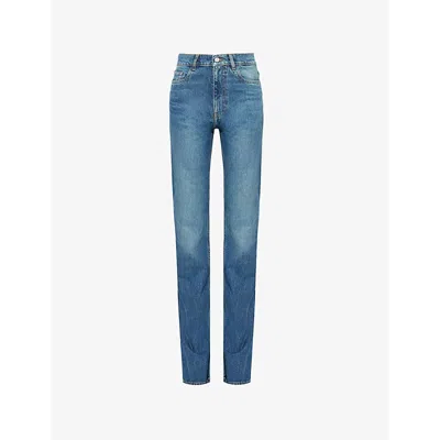 Coperni Womens Buckle Five-pockets Straight-leg High-rise Denim Jeans Blue Vintage