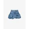 Coperni Blue Miniskirt With Logo Patch On The Rear And Gathered Hem In Denim Woman In Blue Vintage
