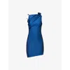 Coperni Womens Blue Isola Asymmetric Flower Stretch-jersey Mini Dress In Blue