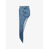 Coperni Blue Skirt With Logo Patch On The Rear And Diagonal One-leg Cut In Denim Woman In Blue Vintage