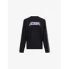 Coperni Womens Black-multicolour Print Slogan-print Long-sleeve Cotton-jersey T-shirt In Black