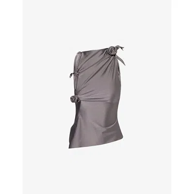 Coperni Womens Grey Petra Flower Sleeveless Stretch-woven Top In Gray