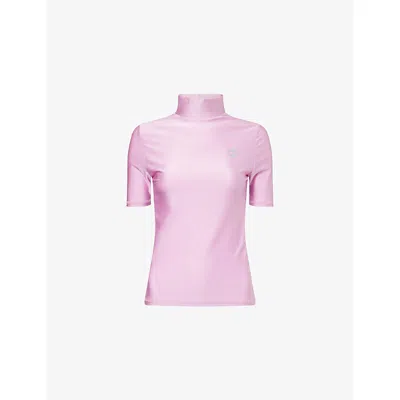 Coperni Womens High-neck Fitted Stretch-woven Top Pink Xs