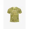 Coperni Womens Print Leopard Crystals Leopard-print Cotton-jersey T-shirt In Yellow