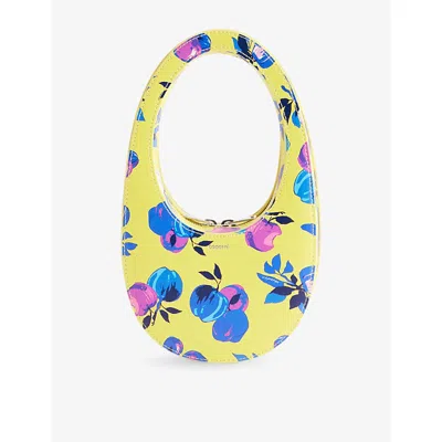 Coperni Womens Print-yellow Flowers Apple-print Mini Faux-leather Swipe Shoulder Bag In Multi
