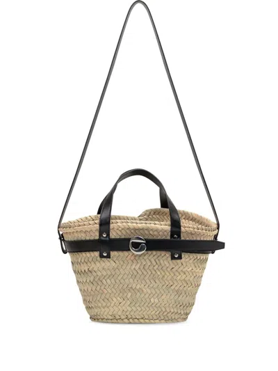 Coperni Woven Basket-style Bag With Carabiner Fastening In Brown
