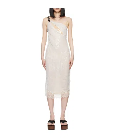 Coperni Wrinkled Belt Dress In White