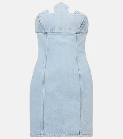 Coperni Knee Length Dress Belt Detail In Blue Bleached