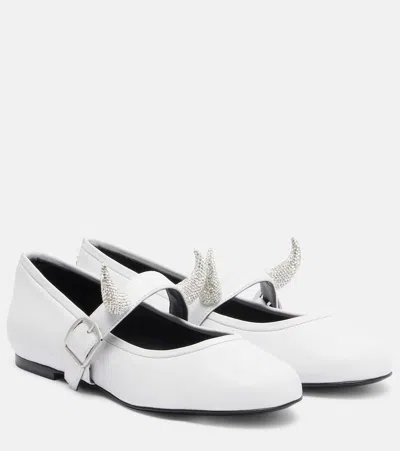 Coperni X Disney Leather Mary Jane Flats In White