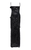 Coperni X Disney Long Sequin Flower Slip Dress In Black