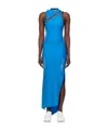Coperni Womens Blue Sapphire Floral-embellished Asymmetric Stretch-jersey Maxi Dress In Blue