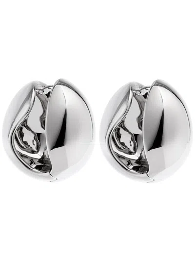 Coperni Xl Logo Hoop Earrings In Silver