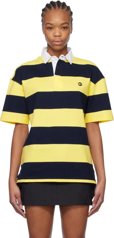 Coperni Striped Polo Top Yellow/blue In Multi