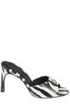 Coperni Zebra-print Logo 105mm Mules In Blawhi Black White