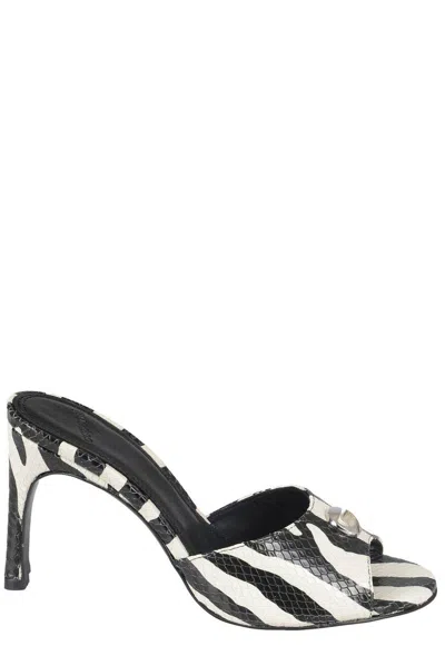 Coperni Zebra-print Logo 105mm Mules In Blawhi Black White