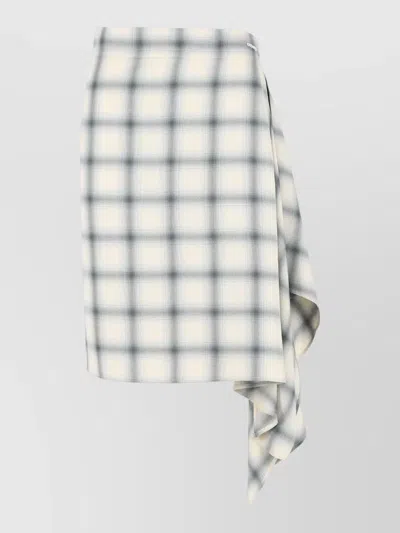 Coperni Zero Viscose Skirt Asymmetric Checked Draped In White