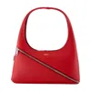 Coperni Diagonal-zip Leather Shoulder Bag In Red