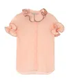 Coperni Zip-embellished Ruffled Chiffon Blouse In Pattern
