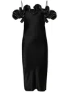 Coperni Zipped-ruffles Satin Dress In Black