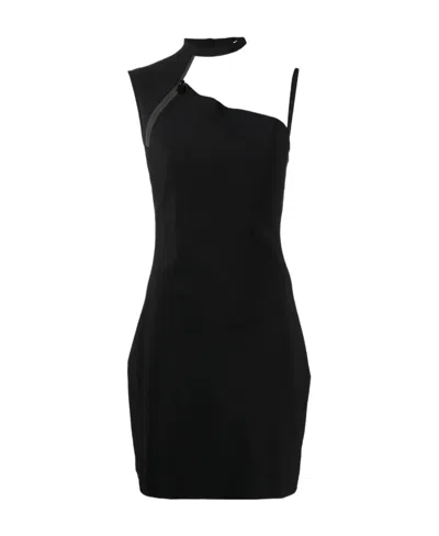 Coperni Zippered Halterneck Mini Dress In Black