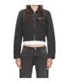 Coperni Zippered Long-sleeved Denim Coat In Black