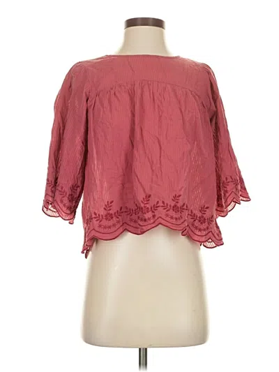 Pre-owned Copper Key 3/4 Sleeve Blouse In Burgundy